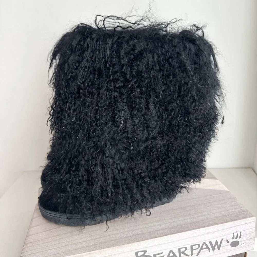 Bearpaw Boetis II Curly Mongolian Lamb  Sheep fur Winter Boots Black 6